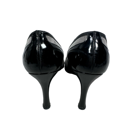 Gucci Pump Heels Women’s 8 B Black Canvas & Patent Leather Pointed Toe Shoes - Picture 4 of 8